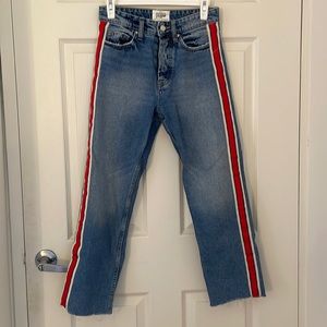 Zara jeans with red stripe